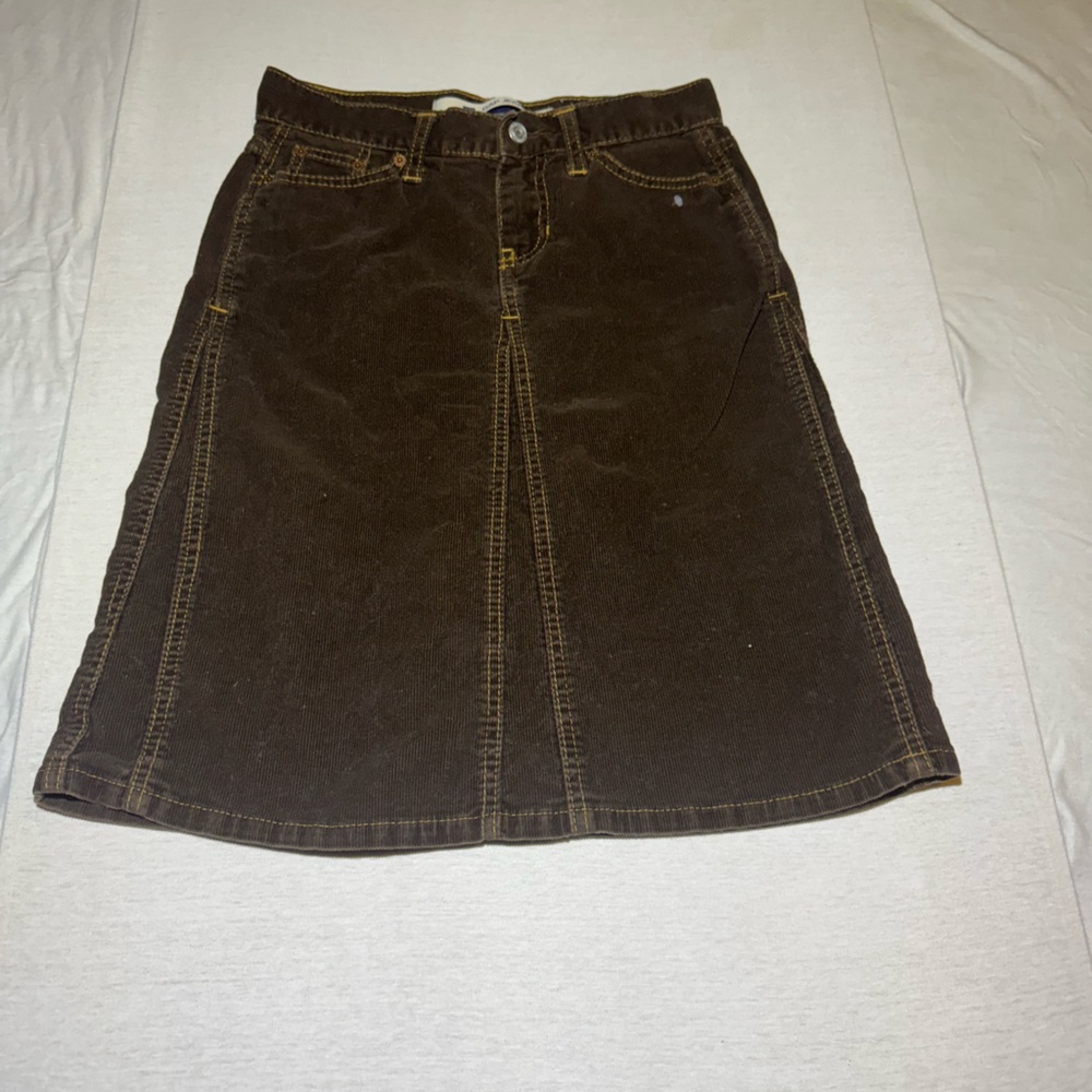 GAP Brown Corduroy Skirt with Contrast Stitching